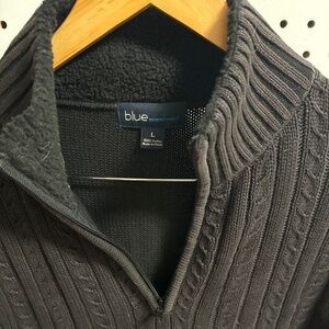 Men’s 1/4 cable knit black sweater